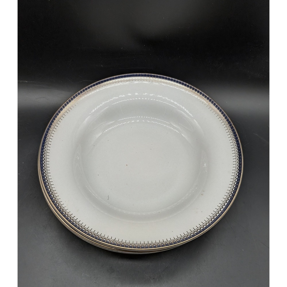 Richard Ginori Regal Blue Soup Bowls Set of 4 Italian Porcelain Gold Trim 1189